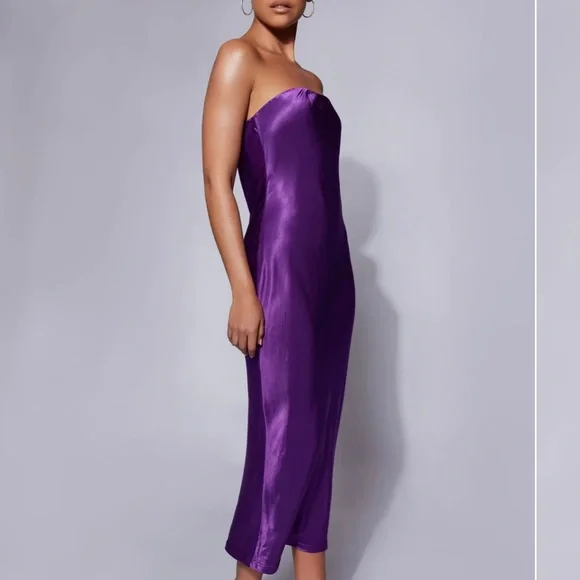 open lace back dress Dallas One Shoulder Mesh Maxi Dress - Lavender